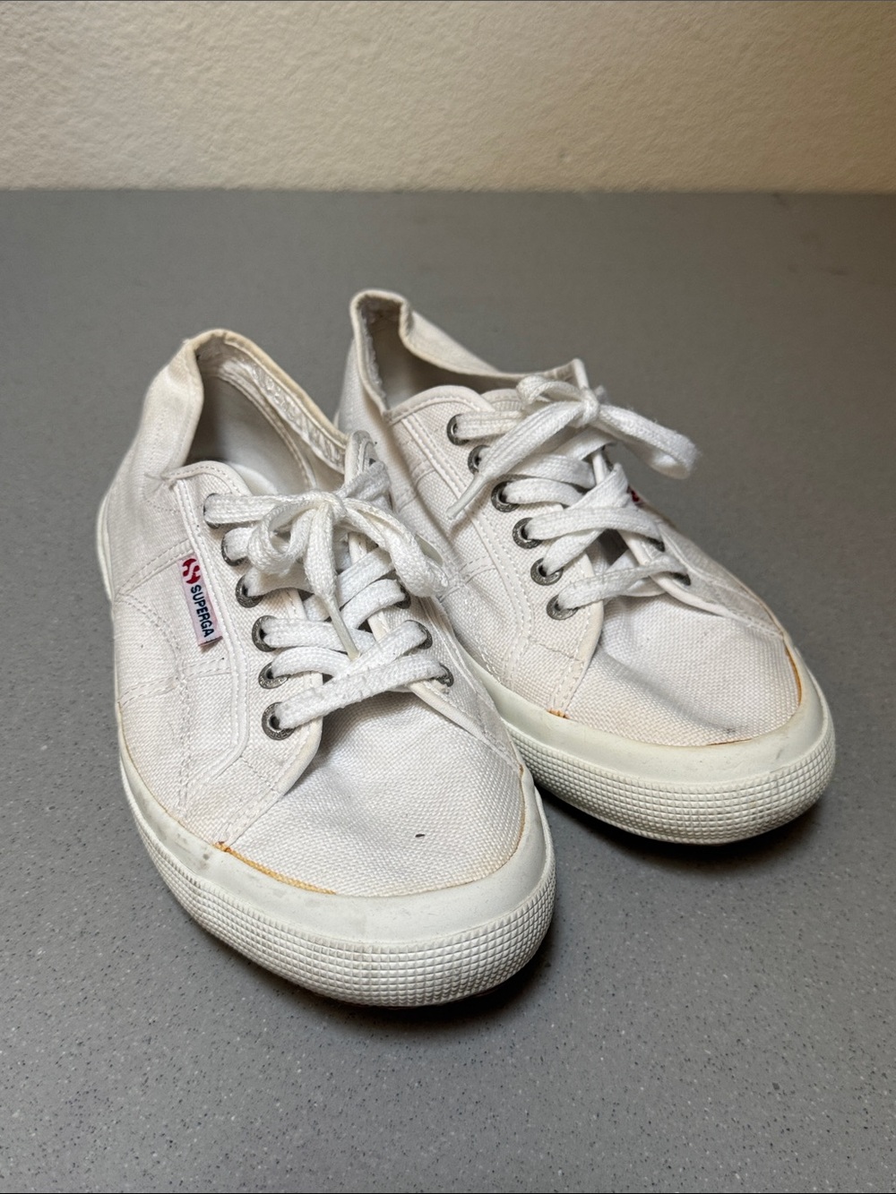 Superga White Canvas Lace-Up Sneakers